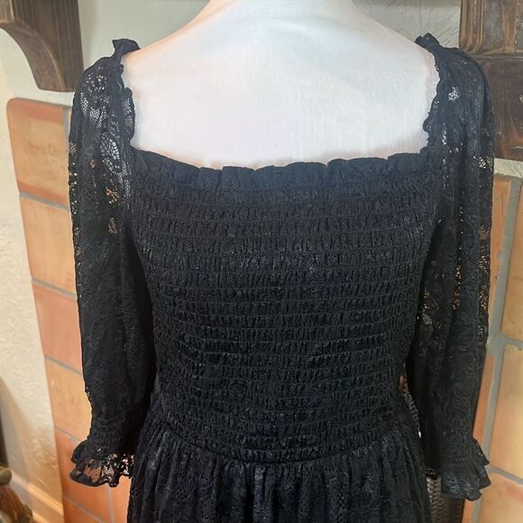 Baltic Born Black Lace Smocked Tiered Maxi Dress, size M/L - Picture 2 of 14